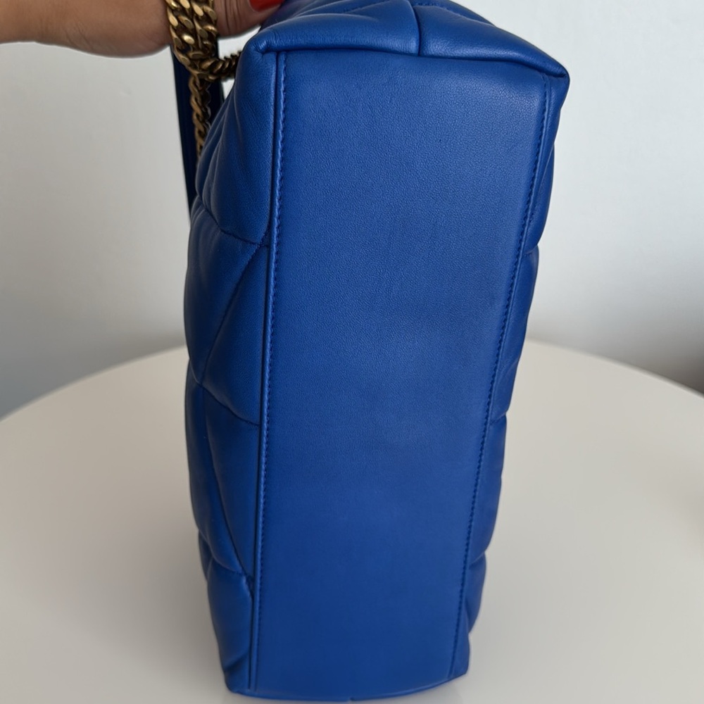 ❌SOLD❌Saint Laurent Blue Quilted LouLou Puffer Leather Shoulder Bag - Picture 8 of 17